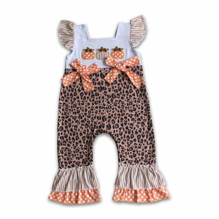 Pumpkin & Leopard Print Fall Boutique Romper