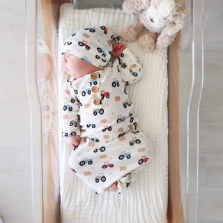 Little Farmer Knotted Gown and Hat-110 Footie/pjs/coverall/gown-Caden Lane-Baby In Bloom