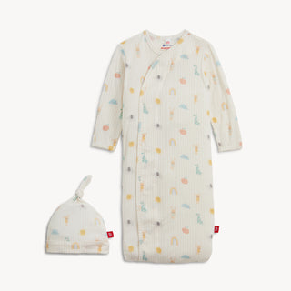 Lullaby Sky Pink Magnetic Gown & Knotted Hat Set-110 Footie/pjs/coverall/gown-Magnetic Me-Baby In Bloom