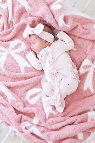 Cuddlelane™ Luxe Pink Bow Baby Blanket – Ultra-Soft Plush Nursery Throw (40x30)-170 Baby Soft Gifts-Caden Lane-Baby In Bloom