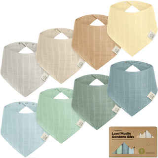 Lumi Muslin Baby Bibs 8 pack