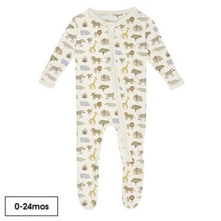 Natural Mini Safari 2 Way Zipper Footie-110 Footie/pjs/coverall/gown-Kickee Pants-Baby In Bloom