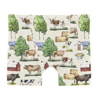Premium Boys Bamboo Boxer Briefs – Natural Grazing Cow Print-120 Kids Accessories-Kickee Pants-Baby In Bloom