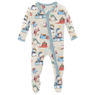Natrual Silly Penguins Ruffle Footie