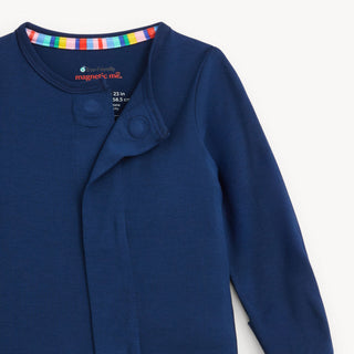 Navy Solid Magnetic Footie: Easy-Change Baby Sleepwear-110 Footie/pjs/coverall/gown-Magnetic Me-Baby In Bloom
