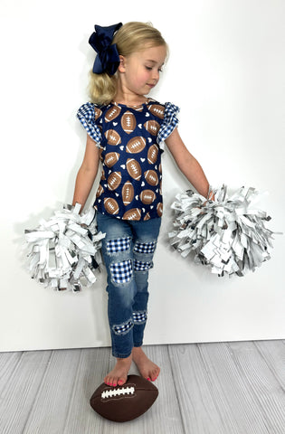 Navy Gingham Footbal Set