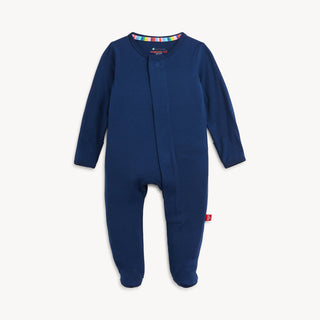 Navy Solid Magnetic Footie: Easy-Change Baby Sleepwear-110 Footie/pjs/coverall/gown-Magnetic Me-Baby In Bloom