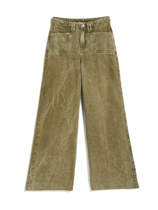Evergreen Utility High-Rise Wide Leg Jeans – Olive-140 Kids Bottoms-Tractr-Baby In Bloom