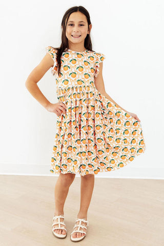 Orange Orchard Flutter Sleeve Twirl Dress-160 Dress/Romper/Jumpsuit-Mila & Rose-Baby In Bloom