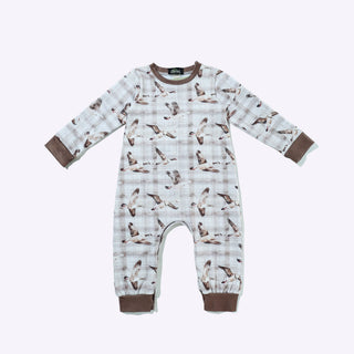 Plaid Mallard Long Sleeve Cotton Blend Baby Romper-160 Dress/Romper/Jumpsuit-Clover Cottage-Baby In Bloom
