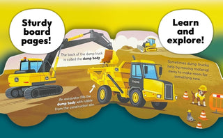 John Deere Kids: How Dump Trucks Work Shaped Board Book-180 Books-Cottage Door-Baby In Bloom