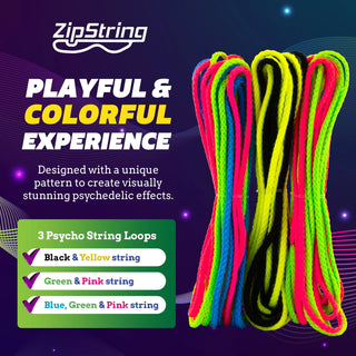 Colorful string loops with ZipString branding on a dark background
