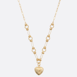 Puffy Heart Oval Circle Necklace
