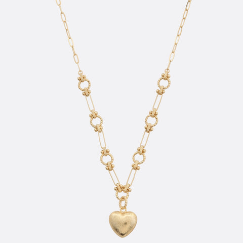 Puffy Heart Oval Circle Necklace