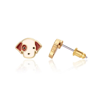 Perky Paws: Hand-Enameled Puppy Love Stud Earrings-120 Kids Accessories-Girl Nation-Baby In Bloom