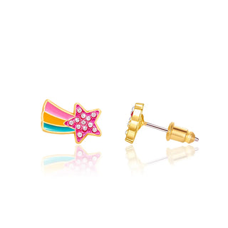 Stellar Rainbow Shooting Star Crystal Stud Earrings-120 Kids Accessories-Girl Nation-Baby In Bloom