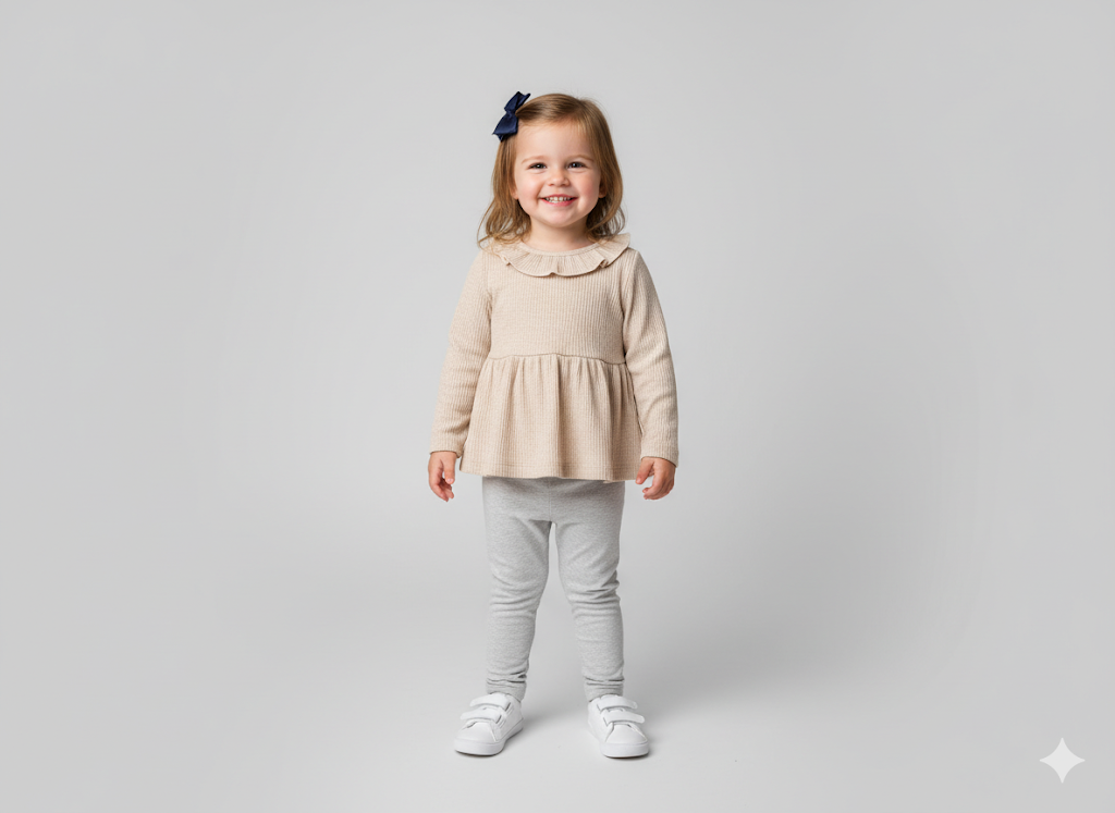 Cream Ribbed Ruffle Collared Shirt