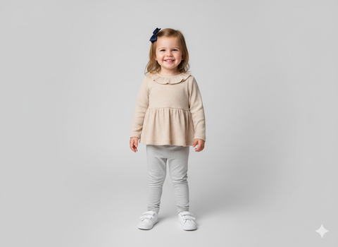 Cream Ribbed Ruffle Collared Shirt