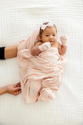 Rosie Ribbed Swaddle-170 Baby Soft Gifts-Lou Lou and Company-Baby In Bloom