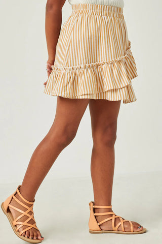 Mustard Stripe Ruffle Skirt 
