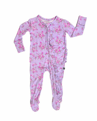 Sylvie Ruffled Zippered Footie-110 Footie/pjs/coverall/gown-Lev Baby-Baby In Bloom