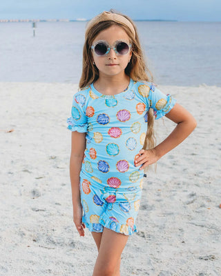 Jenna Toddler 2-Piece Seashell Lounge Set – Soft Ruffle Summer Playwear-150 Kids Sets-Lev Baby-Baby In Bloom