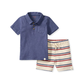 Boys' Patriotic Americana Polo & Striped Shorts 2-Piece Set-150 Kids Sets-Burt's Bees-Baby In Bloom