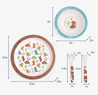 Itzy Ritzy® Itzy Bistro™ 4-Piece Toddler Dining Set – Western Cowboy Theme-190 Toys-Itzy Ritzy-Baby In Bloom