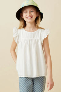 White Flutter Sleeve Shirt
