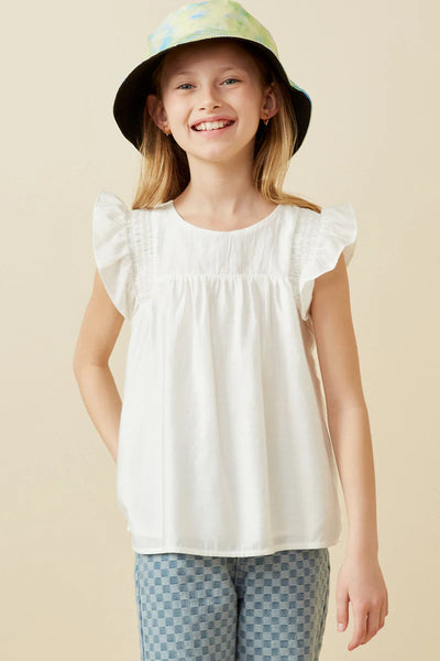 White Flutter Sleeve Shirt
