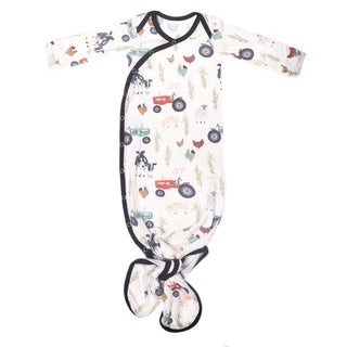 Jo Farm Life Ultra-Soft Knotted Baby Gown – Newborn Sleeper-110 Footie/pjs/coverall/gown-Copper Pearl-Baby In Bloom