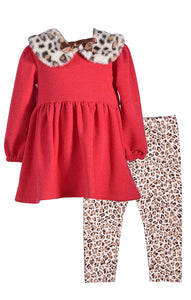 Red Peplum Top With Leopard Leggings