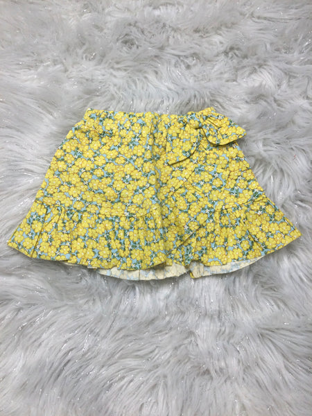 Yellow Knit Floral Skirt
