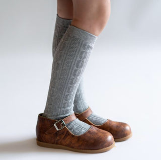 Cable Knit Knee High Socks - Grey-Distress-Little Stocking Co.-Baby In Bloom
