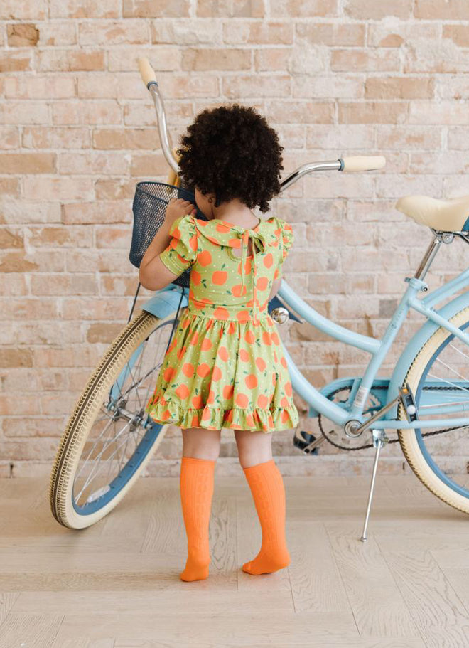 Cable Knit Knee High Socks - Orange