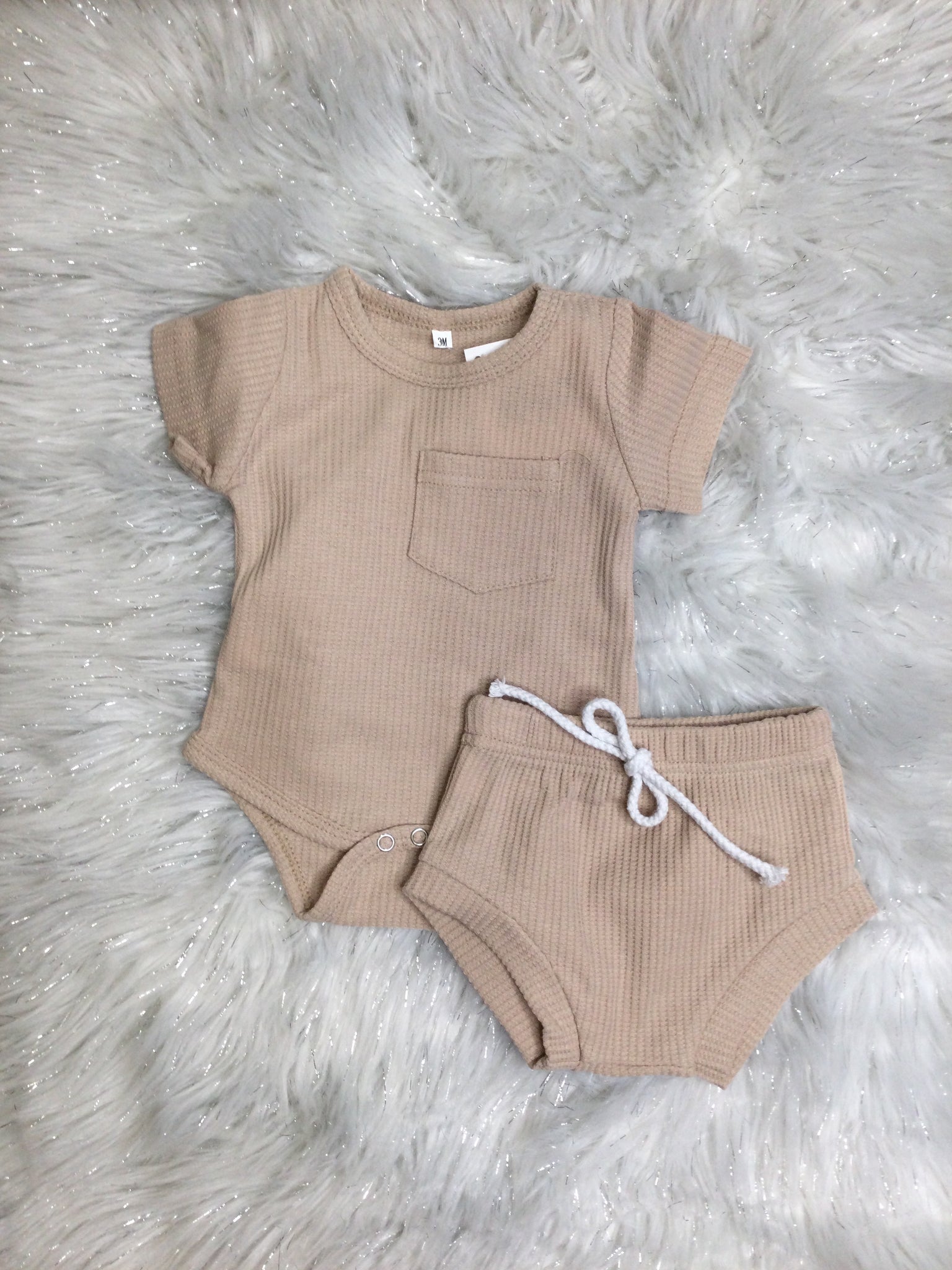 Taupe Ribbed Bodysuit and Shorts
