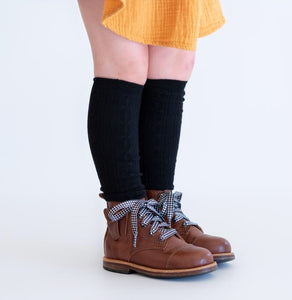 Cable Knit Knee High Socks -Black