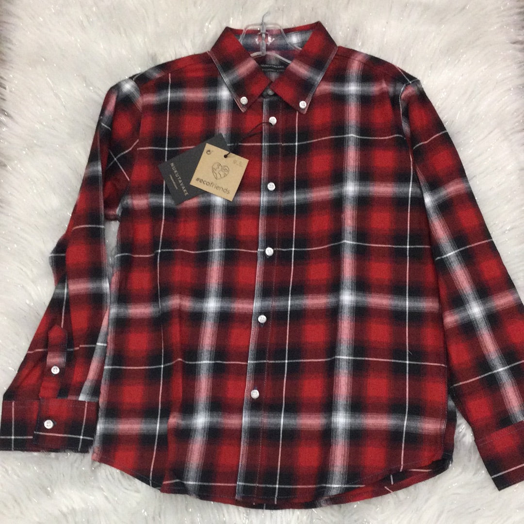 Red and Black Plaid Long Sleeve Shirt