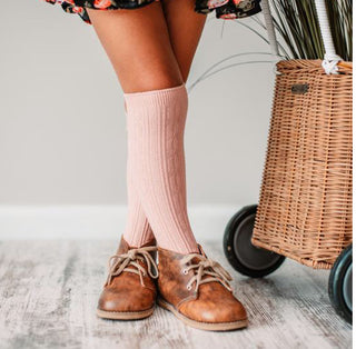 Cable Knit Knee High Sock - Blush-Distress-Little Stocking Co.-Baby In Bloom