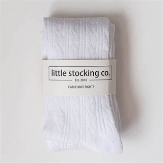 Cable Knit Tights - White-Distress-Little Stocking Co.-Baby In Bloom
